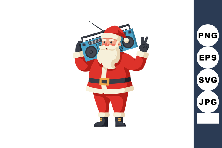 Santa Claus carrying radio making peace sign festive Christm
