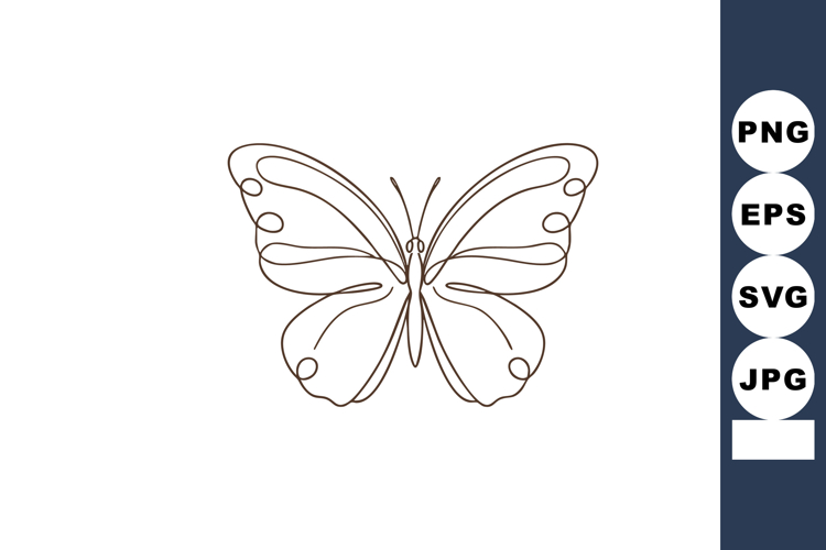 Butterfly line art simple elegant outline drawing insect win