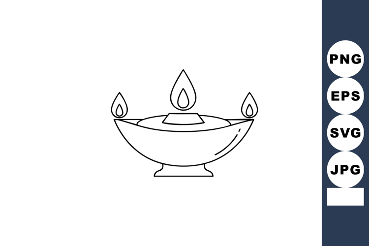 Oil lamp with three flames traditional religious symbol vect