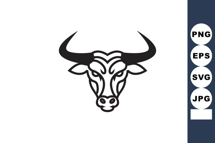 Bull head vector design with abstract tribal style horns and