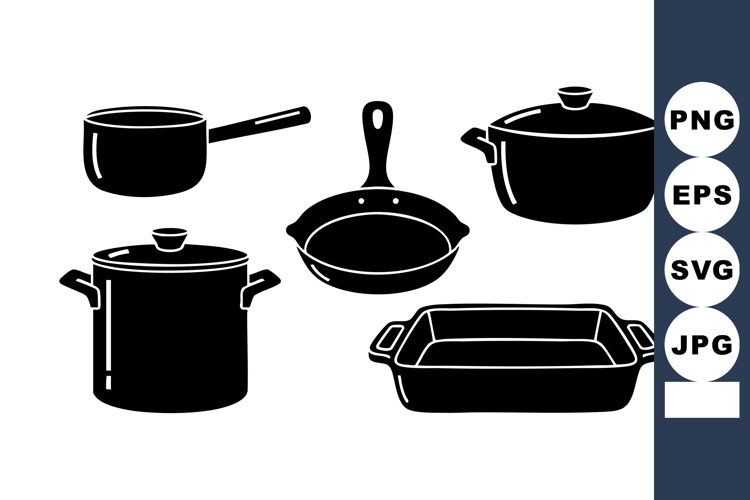 Black Silhouette Kitchen Cookware Set Design