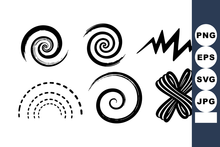 Abstract Black Swirl Zigzag Vector Shapes Set
