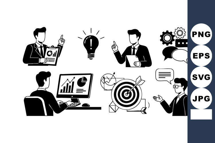 Business People Working Charts Target Goals Vector