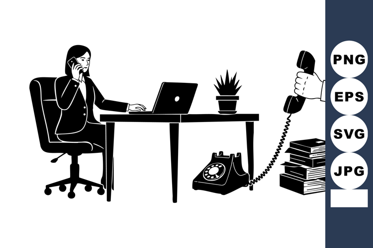 Businesswoman Working Desk Telephone Documents
