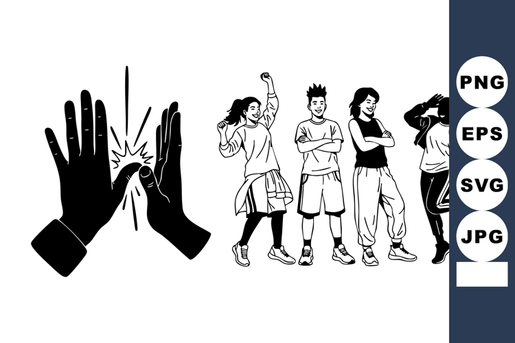High Five Gesture Young People Celebration Vector
