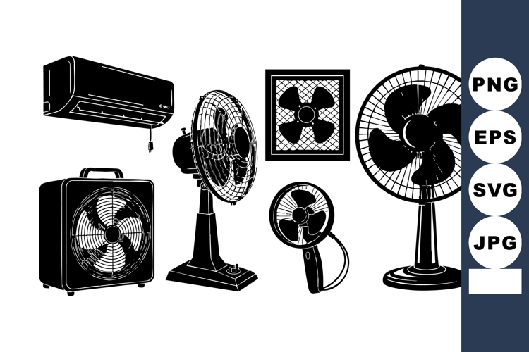 Black Silhouette Electric Fans Air Conditioning