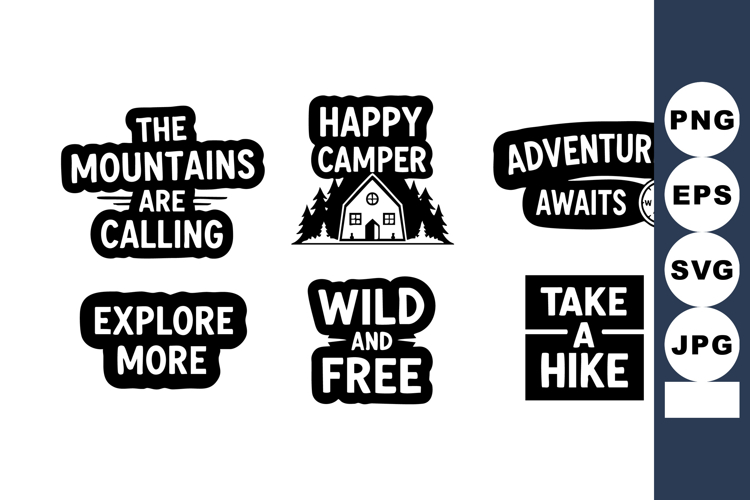 Outdoor Adventure Camping Hiking Quotes Vector