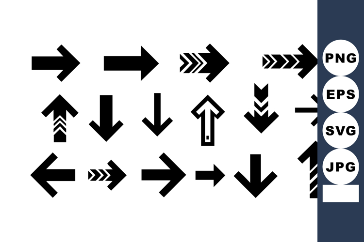 Black Arrow Icons Set Different Directions Vector