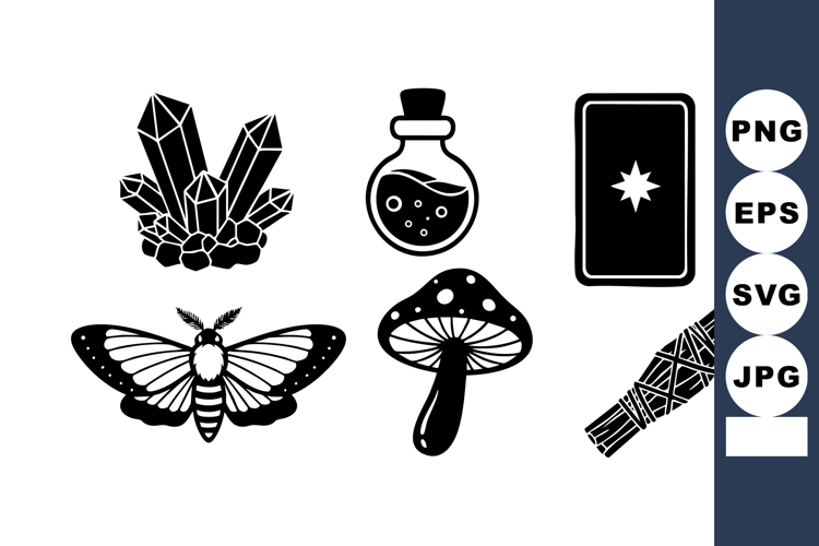 Magical Witchcraft Symbols Crystal Potion Set