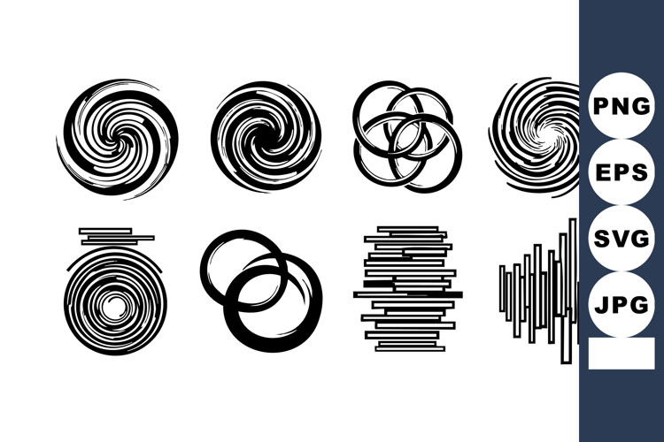 Abstract Black Swirl Line Vector Shapes