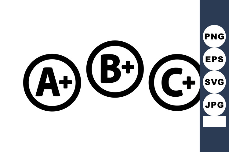 Grade Symbols A Plus B Plus C Plus Circles Vector example image 1