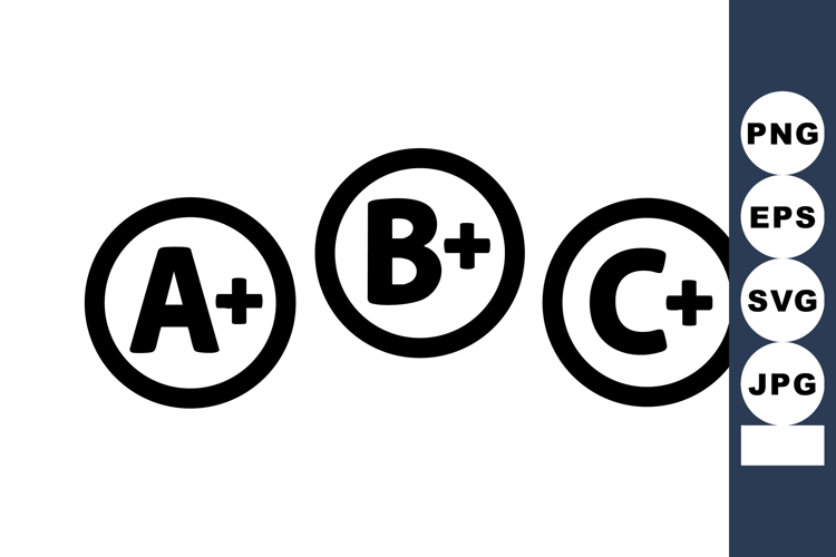 Grade Symbols A Plus B Plus C Plus Circles Vector