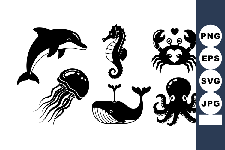Ocean animal silhouettes