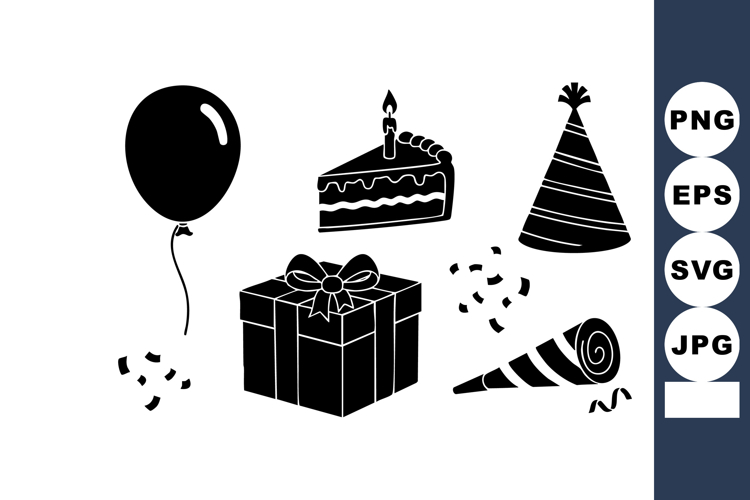 Birthday Celebration Elements Balloon Cake Gift Party