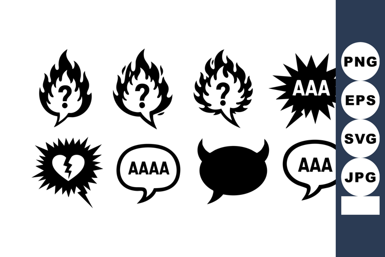 Black Flames Question Marks Broken Heart Icons
