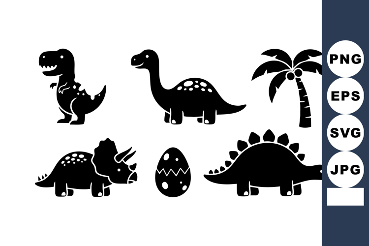 Dinosaur Silhouettes Palm Tree Egg Vector