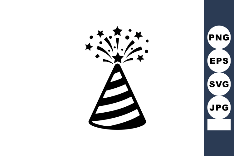 Party Hat Cone With Stars And Sparkles Illustration