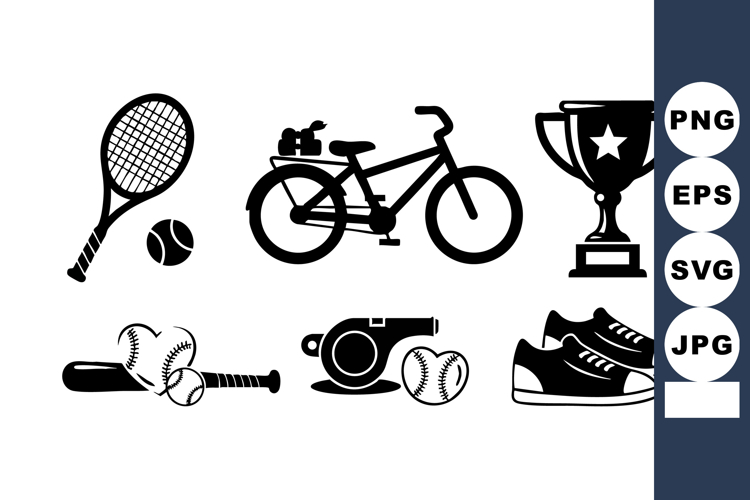 Sports Equipment Collection Tennis Bat Trophy Vector
