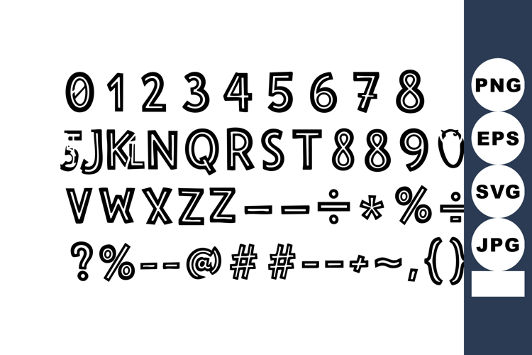 Vintage Style Numbers Letters Symbols Font Set