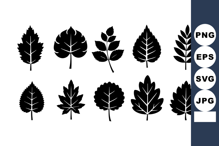 Black Leaf Silhouettes Vector Illustration Set