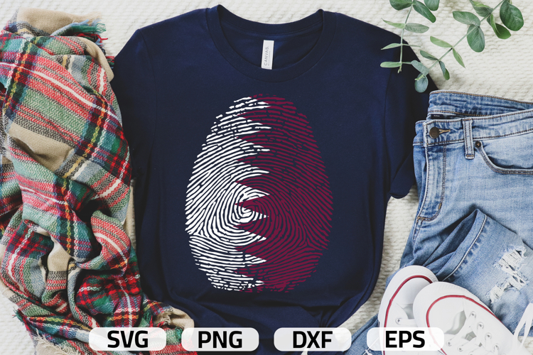 Qatar SVG | Qatar Flag Fingerprint | SVG PNG DXF EPS
