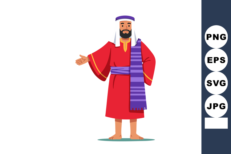 Middle Eastern man in traditional red robe and purple scarf