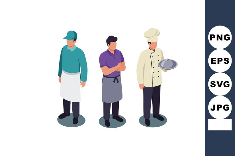 Group of professional male chefs and cooks wearing uniforms