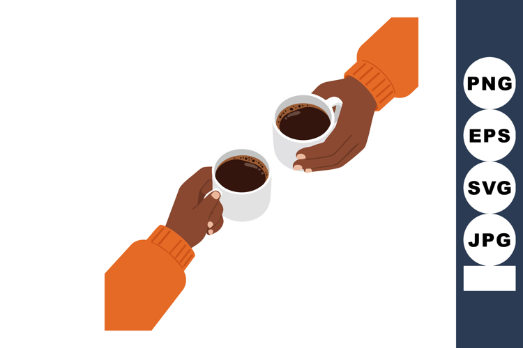 Hands Holding Coffee Cups in Orange Sleeves Enjoying Warm Be