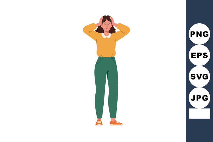 Young woman expressing stress and anxiety in casual clothes example image 1