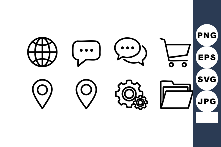 Global communication icons with chat bubbles shopping cart l