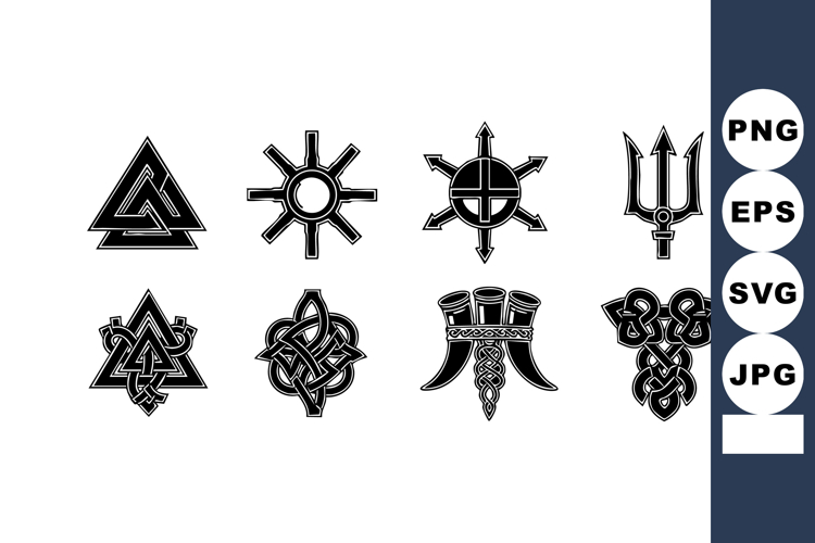 Set of Viking and Nordic black ancient symbols and runes vec