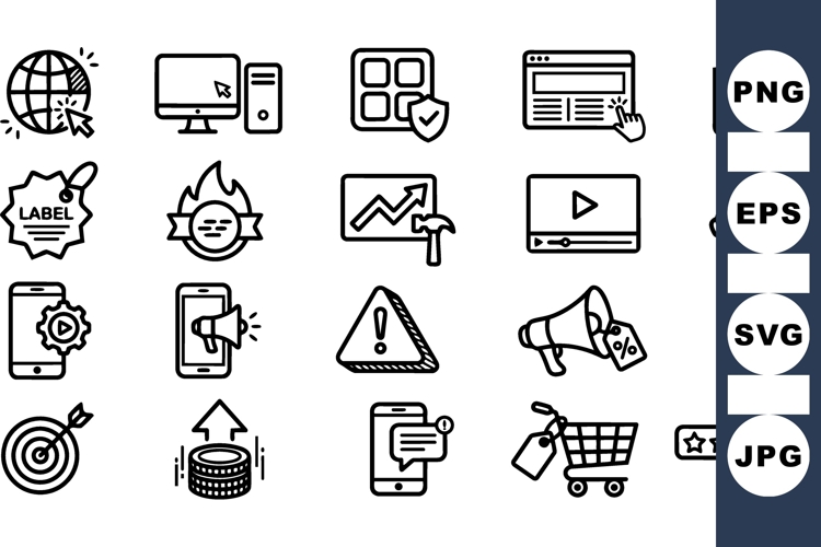 Digital Marketing Icons Vector Set for Web Design