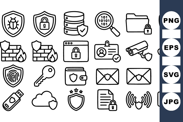 Cyber Security Vector Icon Set for Digital Protection
