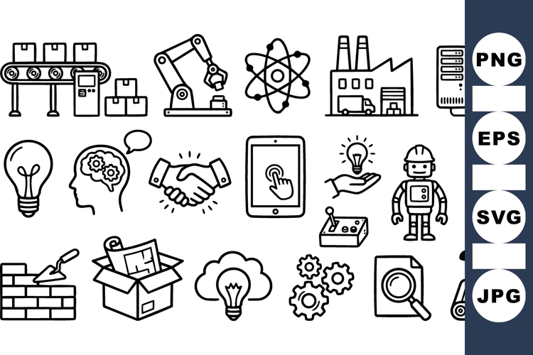 Industrial Technology Icons Vector Set for Digital Projects