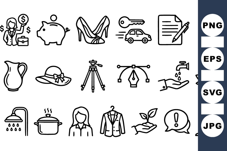 Minimalist Lineart Everyday Icon Vector Bundle