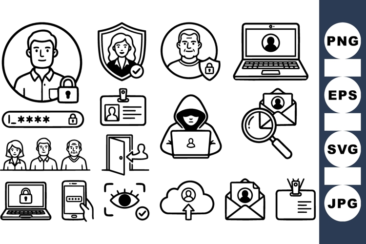 User Security Icon Bundle for Web and App Design