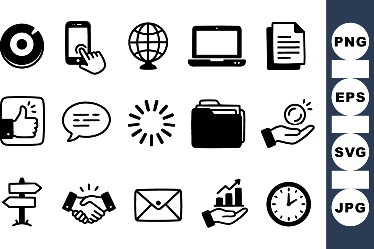 Hand Drawn Business Icons SVG Bundle for Digital Projects