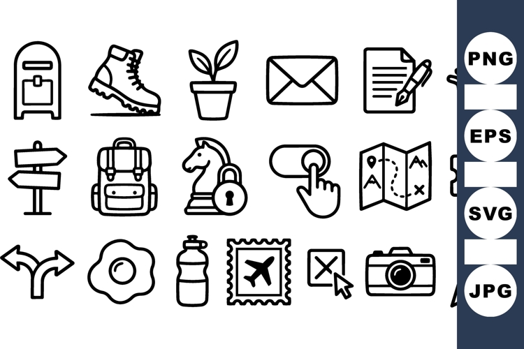 Travel and Adventure Outline Icon Pack for UI Design