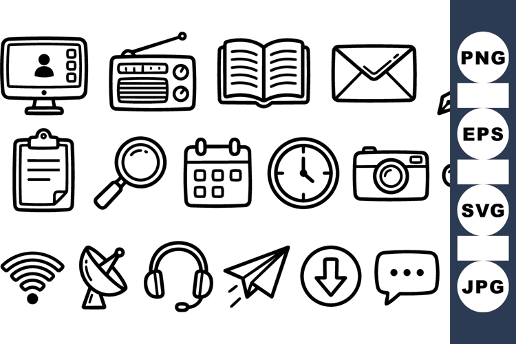 Hand Drawn Communication Icons Vector Set