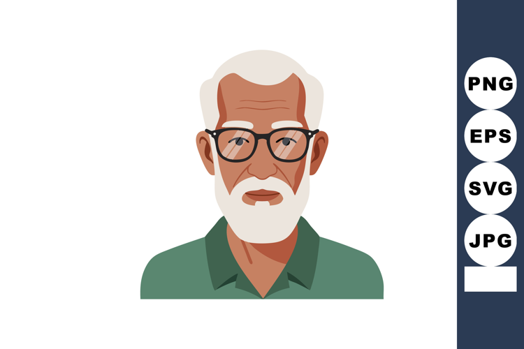 Elderly man with white beard and glasses wearing green shirt