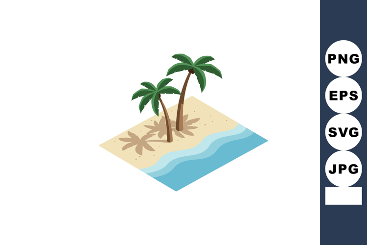 Palm trees on sandy beach with calm ocean waves tropical isl example image 1