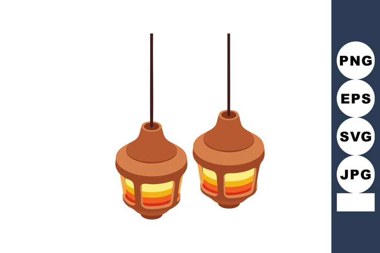 Hanging vintage style lanterns with warm glowing light desig