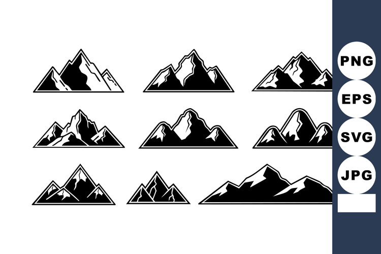 Black And White Mountain Clipart Image 18