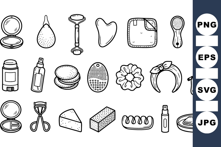 Hand Drawn Beauty Essentials Clipart Set for Skincare