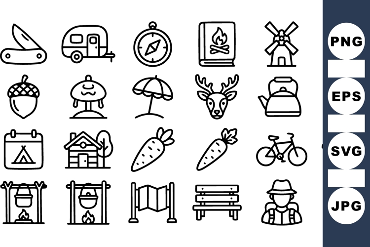 Outdoor Camping Icon Collection for Adventures