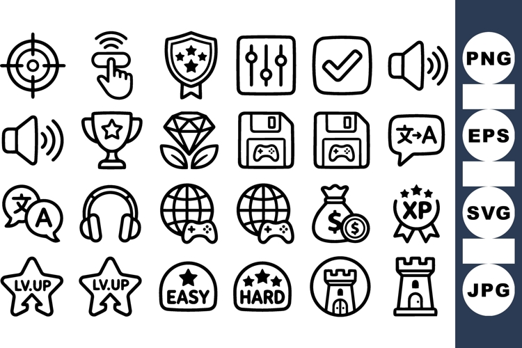 Gaming UI Icon Set for Apps and Websites