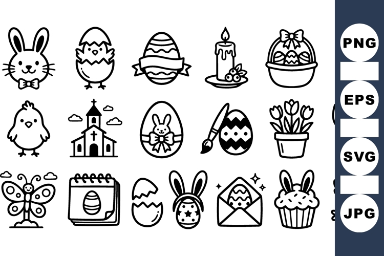 Easter Clipart Black and White Image 4