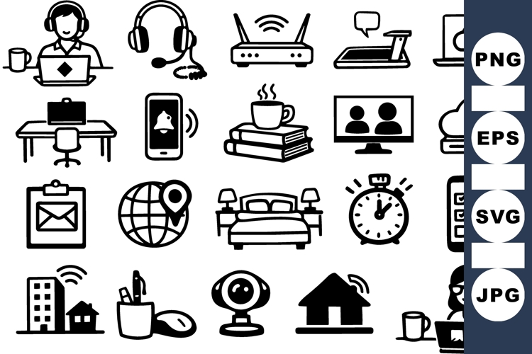 Remote Work Icon Collection for Digital Offices