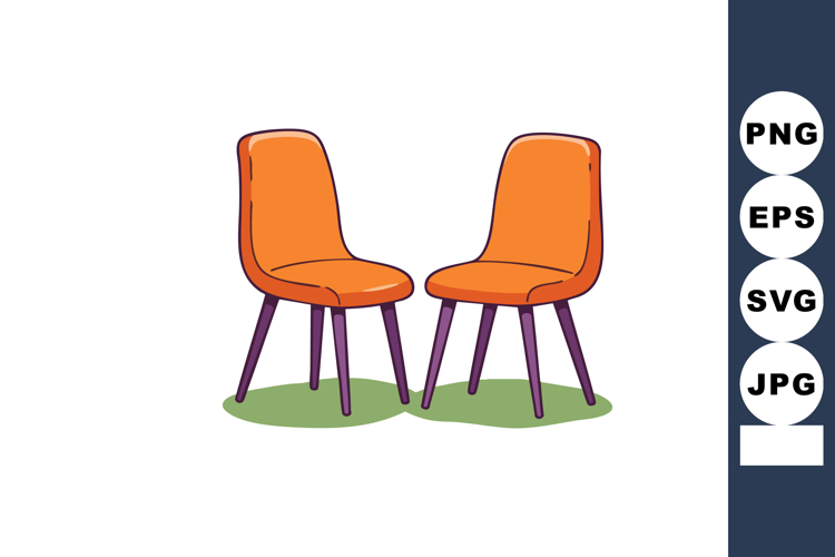 Orange chairs with purple legs sitting on green rug vector i