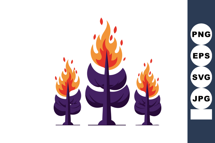 Flaming trees with colorful fire illustration showcasing vib